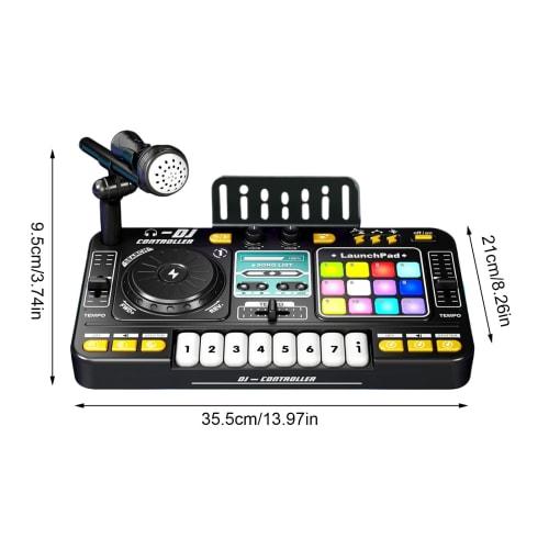 Kids DJ Mixer, DJ Mixer Piano | Digital Audio Console with Microphone, Multifunctional DJ Toy, Lighted Piano Keyboard, Portable USB Charging, DJ Learn
