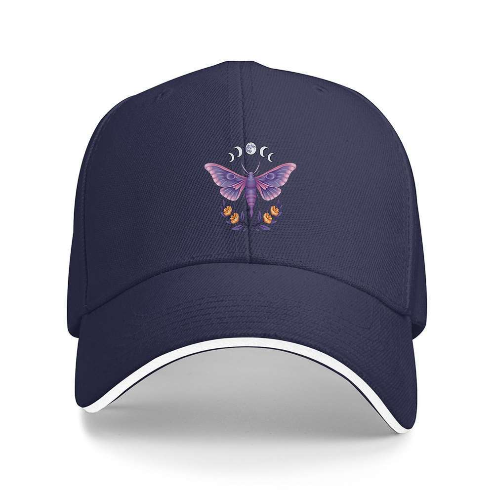 Purple Moth Moon Phases Baseball Cap Adjustable Polyester Casual Outdoor Sporty Hat