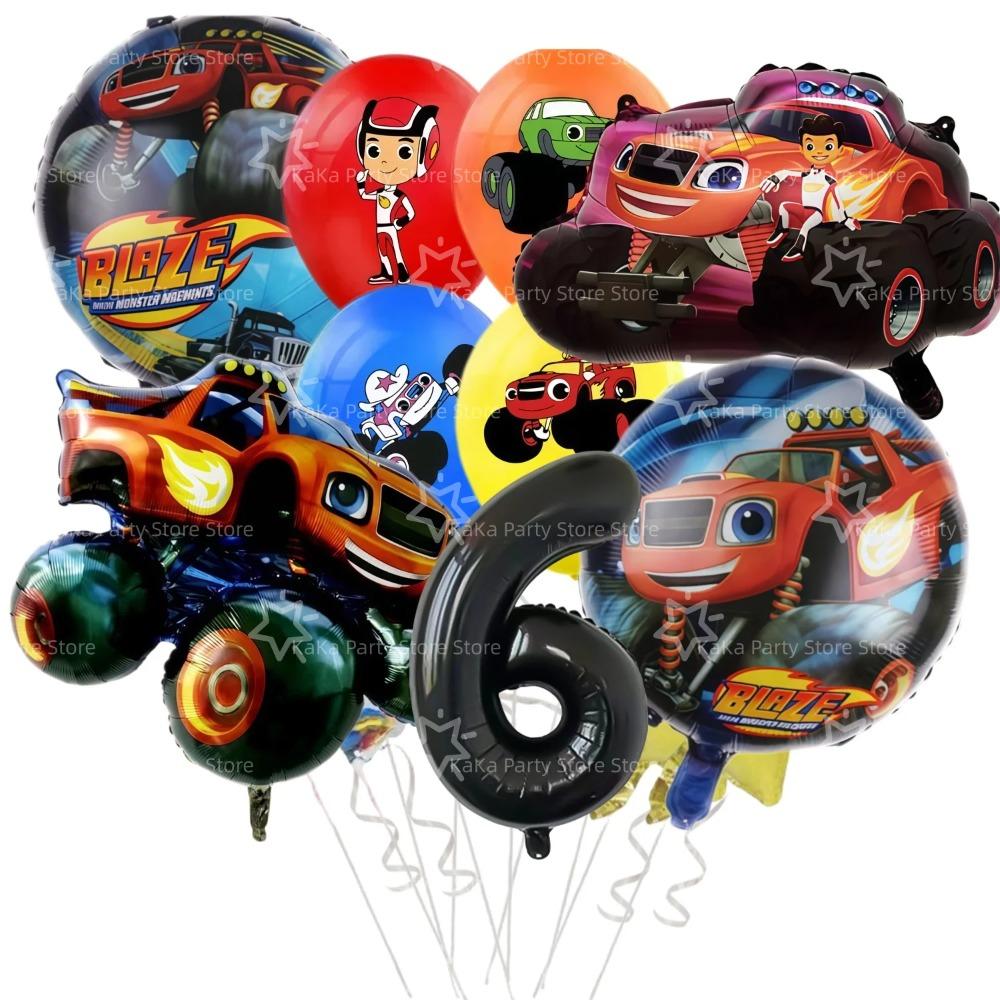 Blaze Monster Balloons Machines Race Car Birthday Party Decoration Tableware Tablecloth Plate Cup Napkin Bag Racing Party Favors