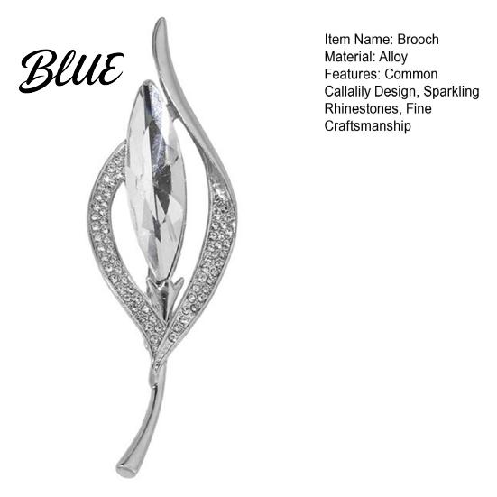 Long-lasting Brooch Common Callalily Pin for Women Rhinestones Inlaid Coat