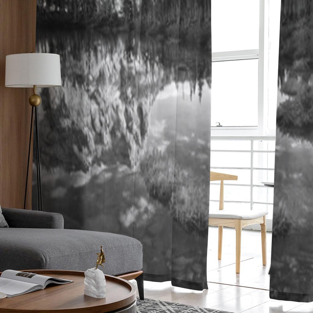 Soluppgång från Helene-sjön Lyxig chiffong, skira gardiner för vardagsrummet, dekoration av sovrummet Fönster Voiles Tyllgardin