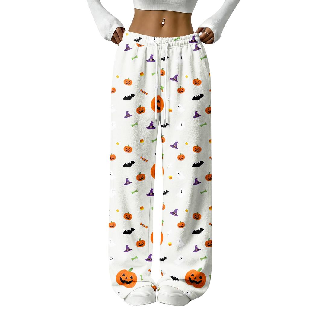 Damen Flanell Schlafanzughose für Halloween Gerade geschnitten Feiertags Loungewear Nachtwäsche