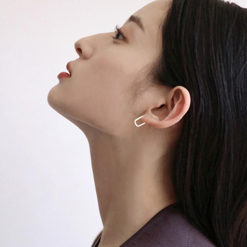 Less Is More 14K Gold Rectangle One-touch Earring
