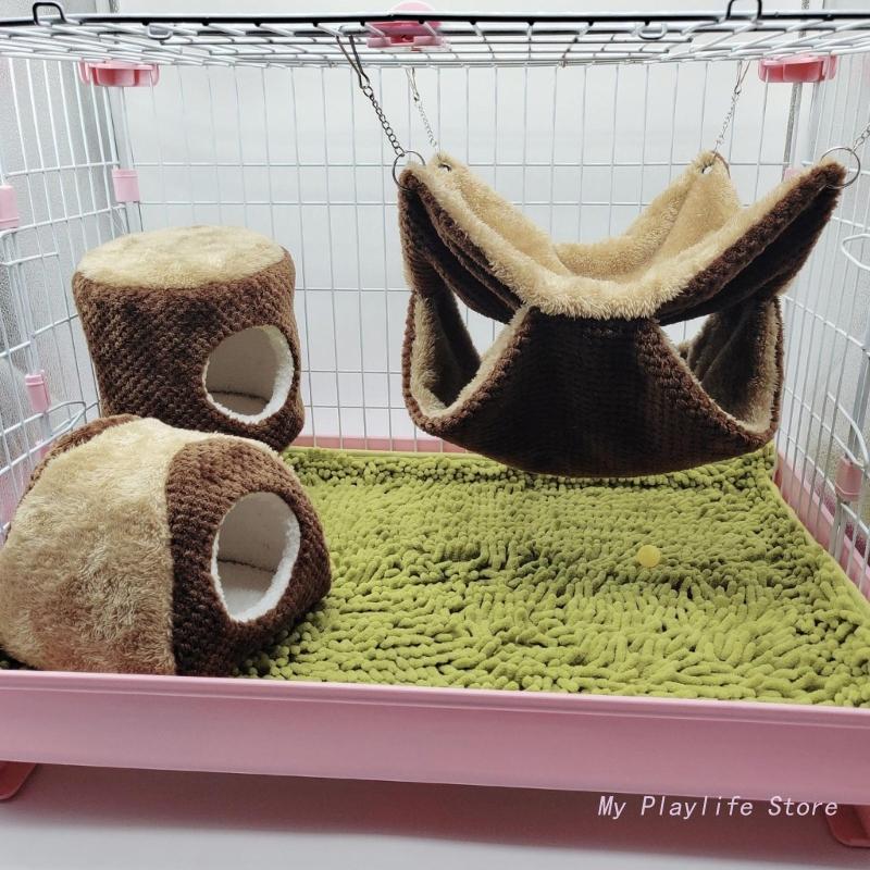 Hamster Hängematte Warmes Bett Plüschhaus Versteck Käfigzubehör für Kleintiere Frettchen Igel Spielen Schlafen Klettern