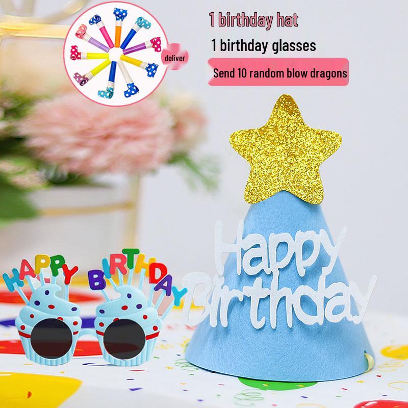 First Birthday Party Glasses & Hats Set for Boys and Girls - Cake & Photo Props