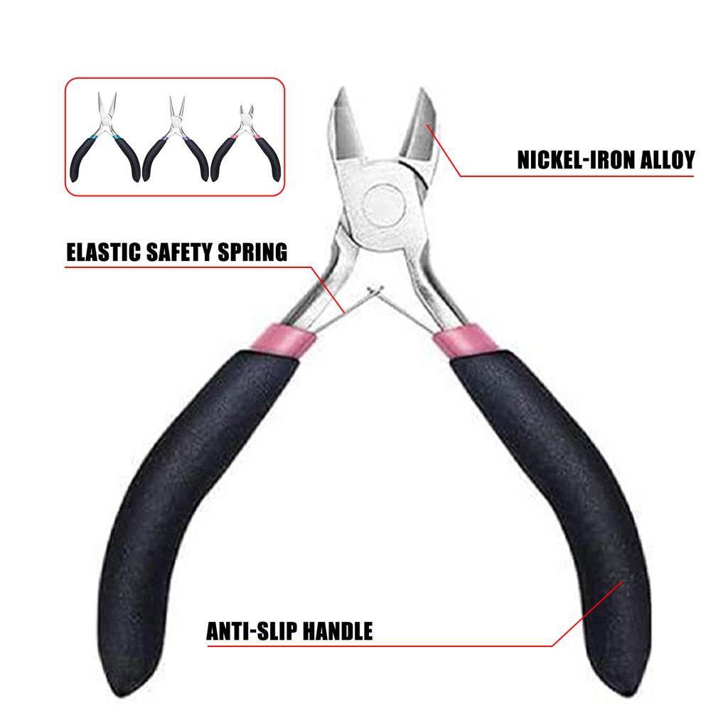 3Pcs Jewellery Pliers for Jewellery Making Pliers Tool with Long Nose Pliers Chain Pliers Wire Cutters Pliers Tool