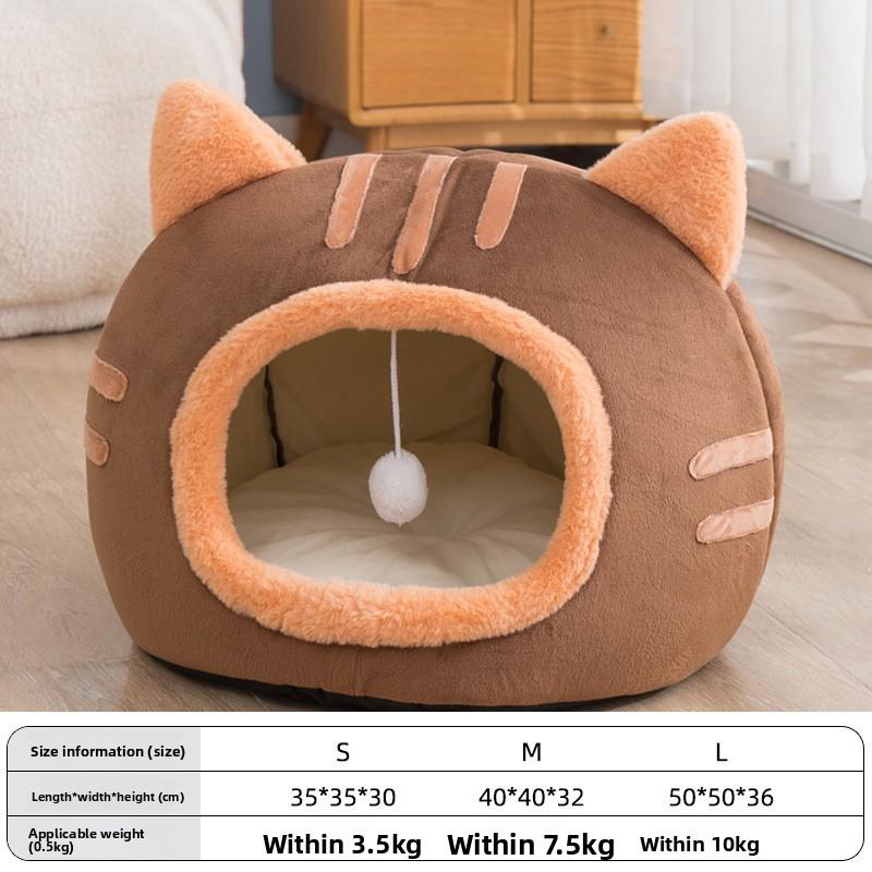 

Будка в форме кошки Зима Интернет-знаменитость Теплая Полузакрытый Кошачий туалет Товары для питомцев Кошачий домик S 35*35*30