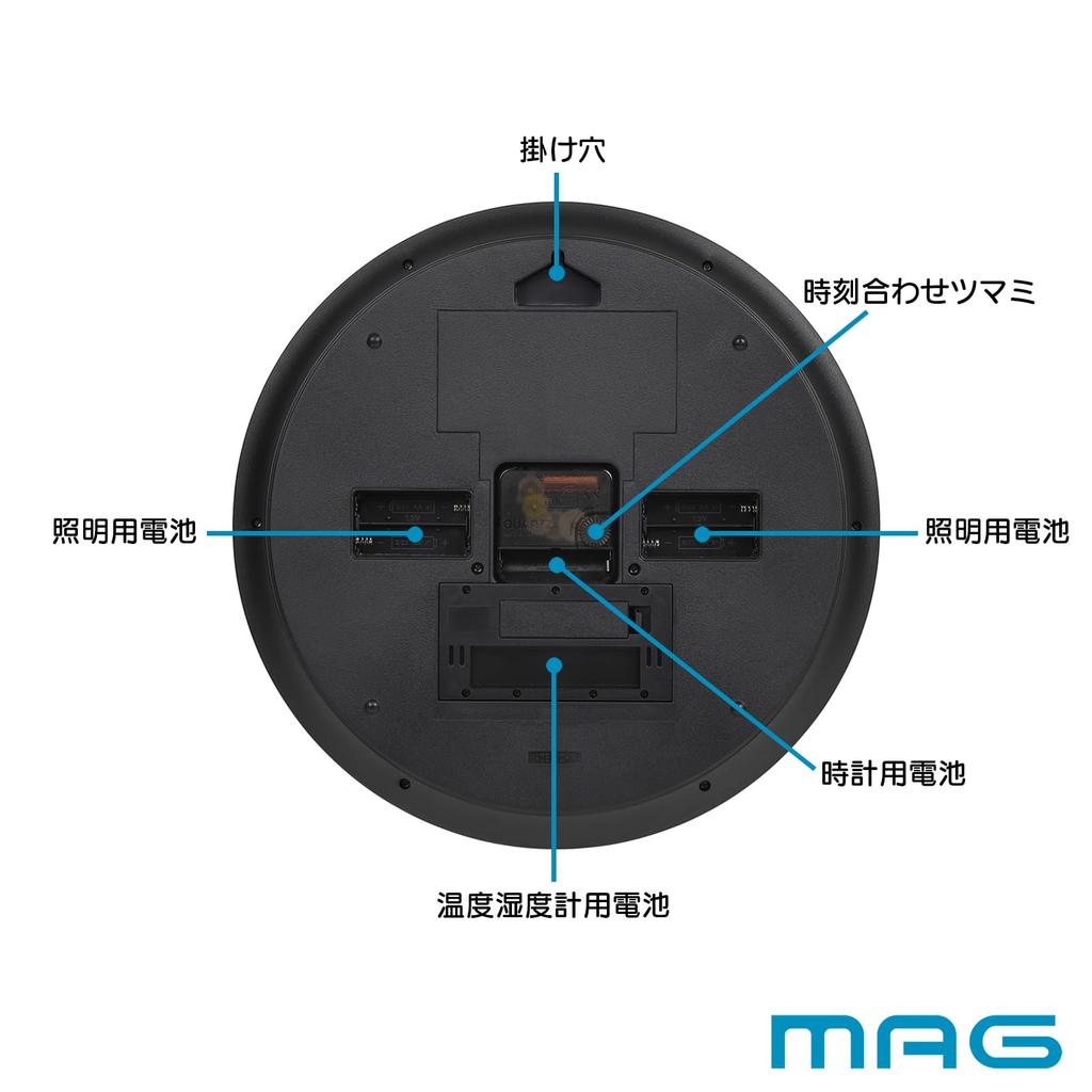 MAG Wall Automatic Light Stays On When It Gets Continuous Second Diameter Meiya Noah Precision Clock, Analog, Thermometer, Hygrometer,