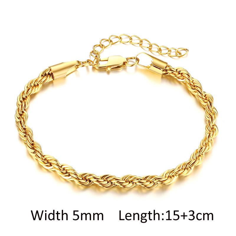 Chunky Stainless Steel Link Chain Bracelet For Woman, Gold Plated Layering Bracelets Wristband Waterproof Jewelry