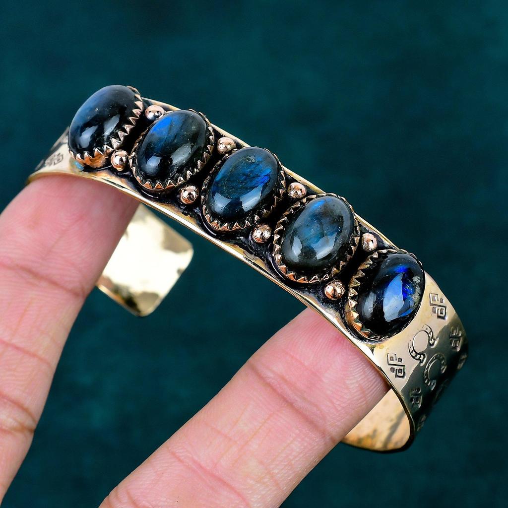 Labradorite Gemstone Bangle Handmade Copper Bracelet Adjustable Bangle Women Stylish Bangle Latest Design Cuff Bracelet Labradorite Jewelry