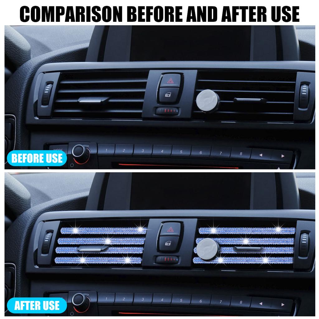 10pcs Car Vent Outlet Trim Car Air Conditioner Trim Rhinestones Bling Car Interior Air Vent Trim Strip Air Outlet Decoration