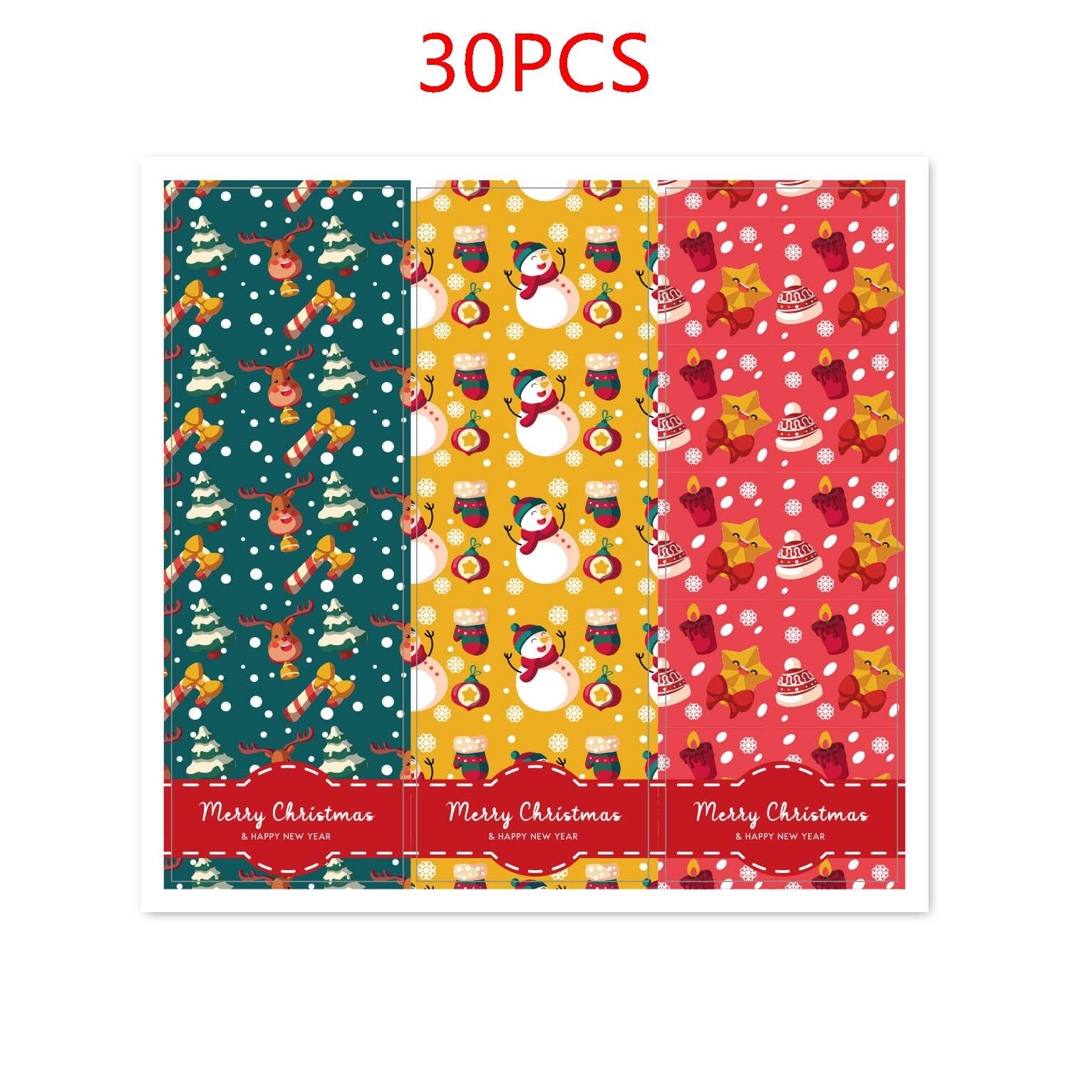 

30-60 Pcs Merry Christmas Stickers 3 Style Animals Snowman Trees Decorative Stickers Wrapping Gift Box Label Christmas Tags