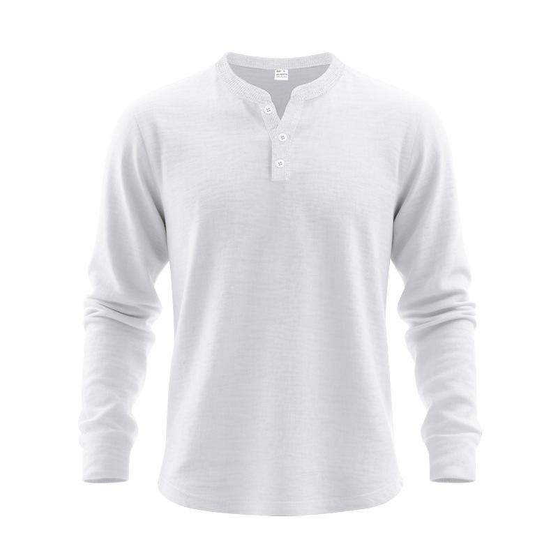 Mens Casual Loose Long Sleeve Henley Shirt For Autumn M
