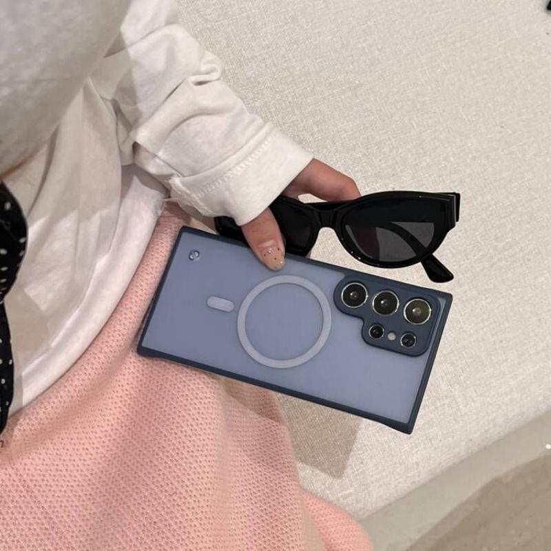 Slim Matte Translucent Frameless Wireless Charging Magnetic Case For Samsung Galaxy S25 S24 S23 Plus Ultra Hard Shockproof Cover