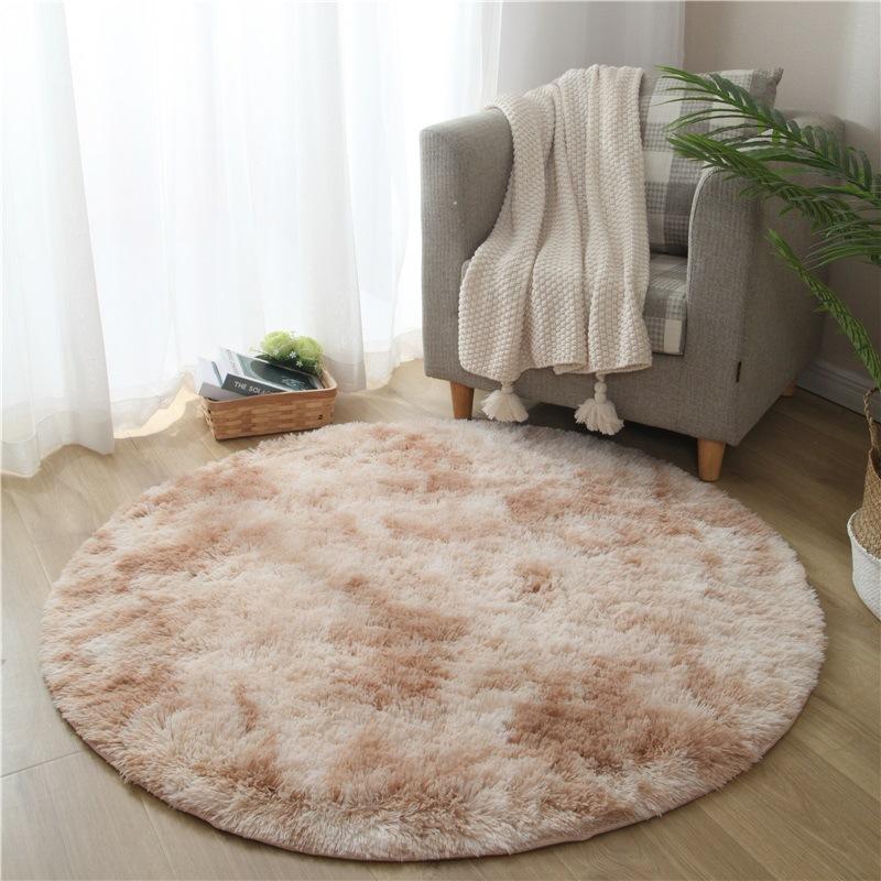 Pink Round Carpet Fluffy Soft Area Floor Mat Children Girls Room Princess Castle Plush Carpet Living Room Home Decor