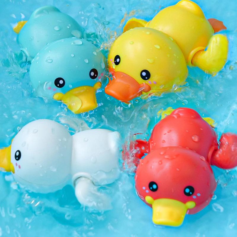 Non-Toxic New Summer Bathroom Bath Shower Baby Clockwork Swimming Children Play Water Cute Little Duck Bathing Bathtub Toys For Kid Gifts