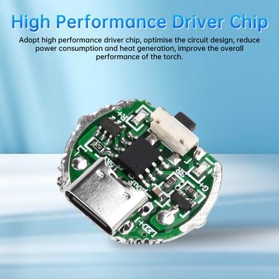1PCS 2-Speed Driver Board Flashlight Driver Accessory Circuit Board with Switch Charging Integrated Board Fits 10 Watt Lamp Bead