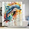 Artistic Dolphin Shower Curtain Waterproof Polyester Bathroom Decorations Customizable Size Available for All Bathrooms
