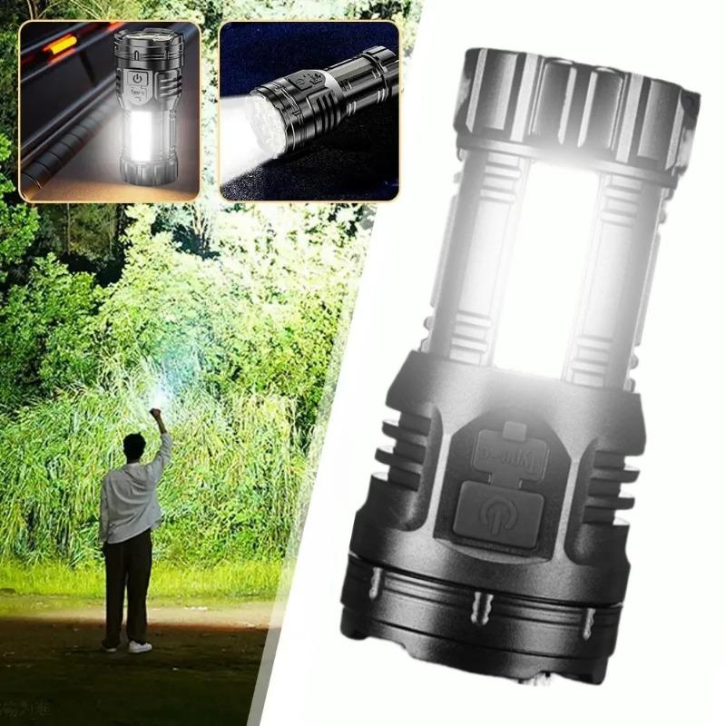 9 LED Mini Flashlight with Side Lights ABS Portable Rechargeable LED Torch Built-in Battery High Power Lantern 4 Lighting Modes