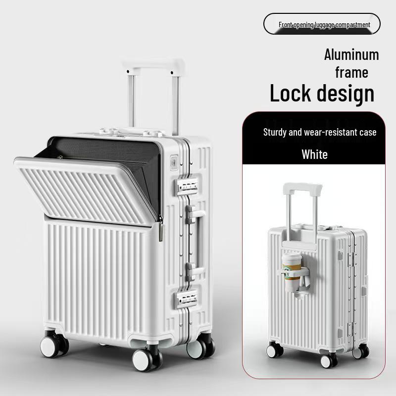 Front-Opening Drop-Resistant Aluminum Frame Suitcase, 20" & 24" Sizes, for Men & Women Travel