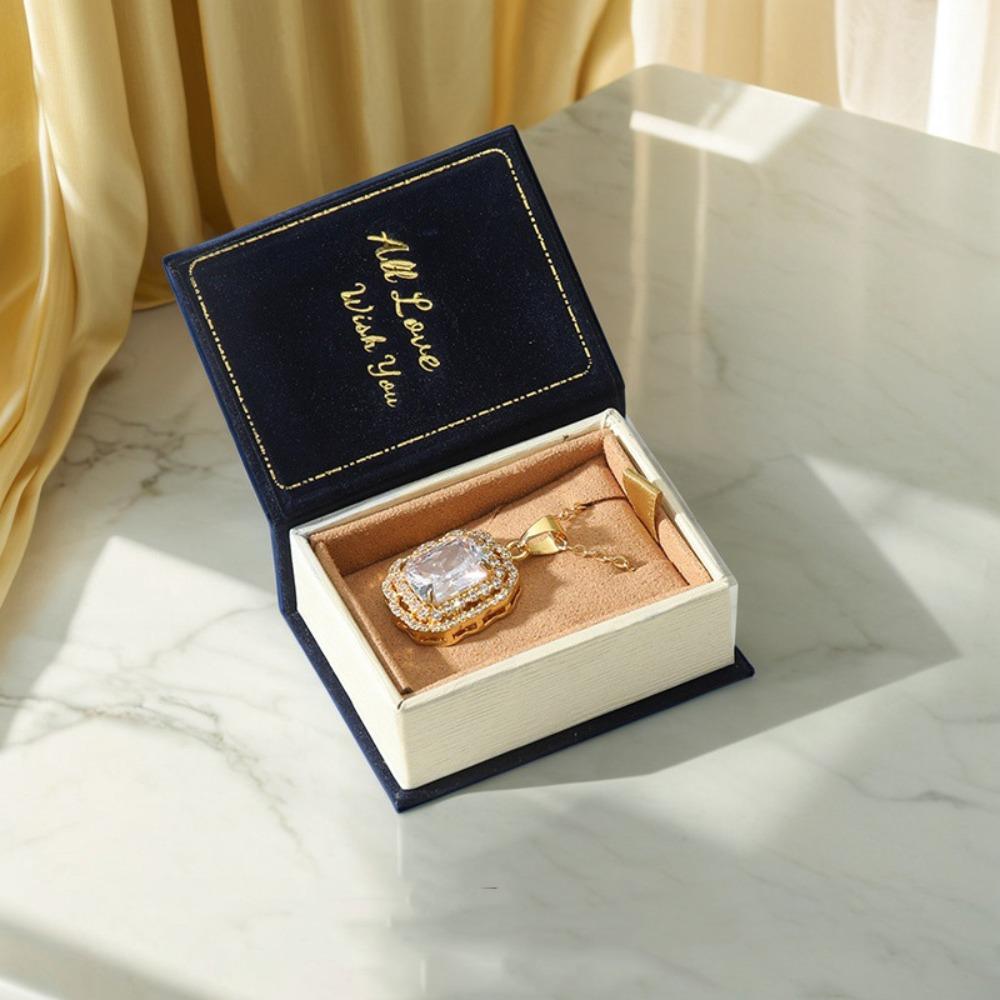 Creative Engagement Ring Case Velvet Jewelry Packaging Durable Book Shape Ring Box  Travel
