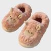 Women's Cozy Cartoon Lamb Slippers - Thick-Sole Indoor Cotton Fur Shoes for Autumn and Winter