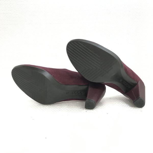ecco DANISH DESIGN Suede Leather Booties High Heel Pumps Size 35 22.0-22.5 Purple Red(USED)