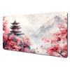 Romantische Kirschblüten und Pagoden-Design Großes Mauspads Schreibtischunterlage Genähte Kante Rutschfest Langlebiges Gaming-Pad Tapis De Souris