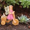 1 fun fairy tale statue, mini bicycle fairy tale garden statue outdoor sculpture, resin garden decoration outdoor garden lawn ga