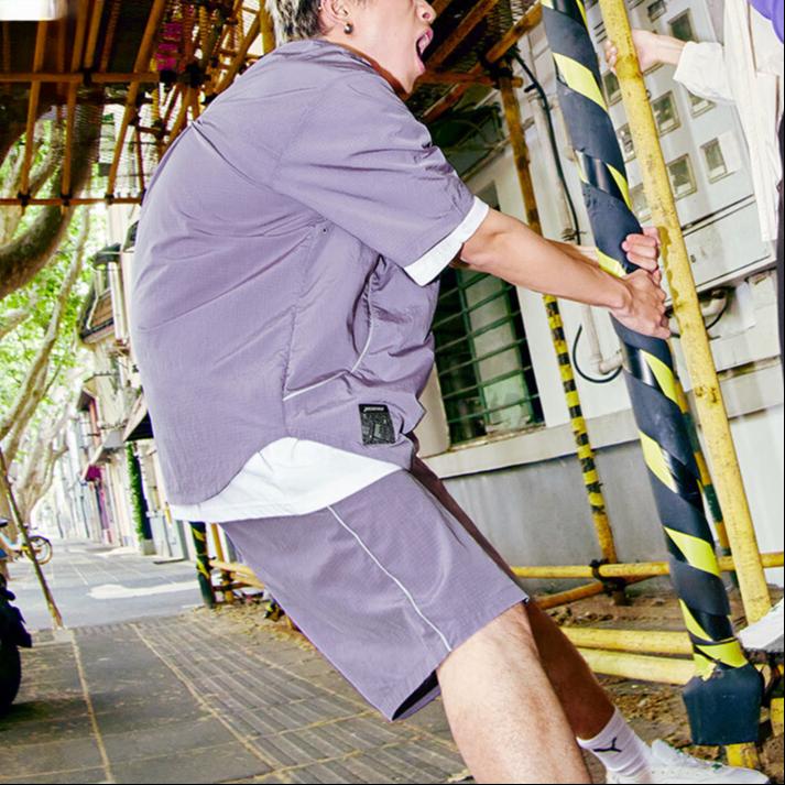 PUMA Color Block Logo Design Comfortable Simple Mid Waist Casual Shorts Men shorts Light-Purple 628762-30