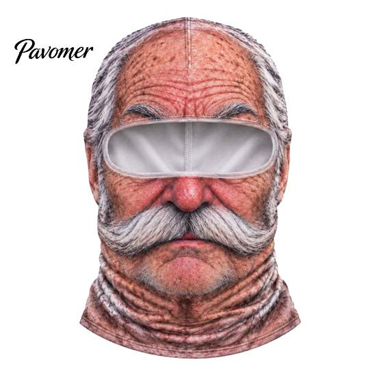 Humorous Outdoor Sports Masque Old Man Ski Masque, Winter Funny Full Face Balaclava with Neck Coverage, Realistic Pattern Cosplay Costume for