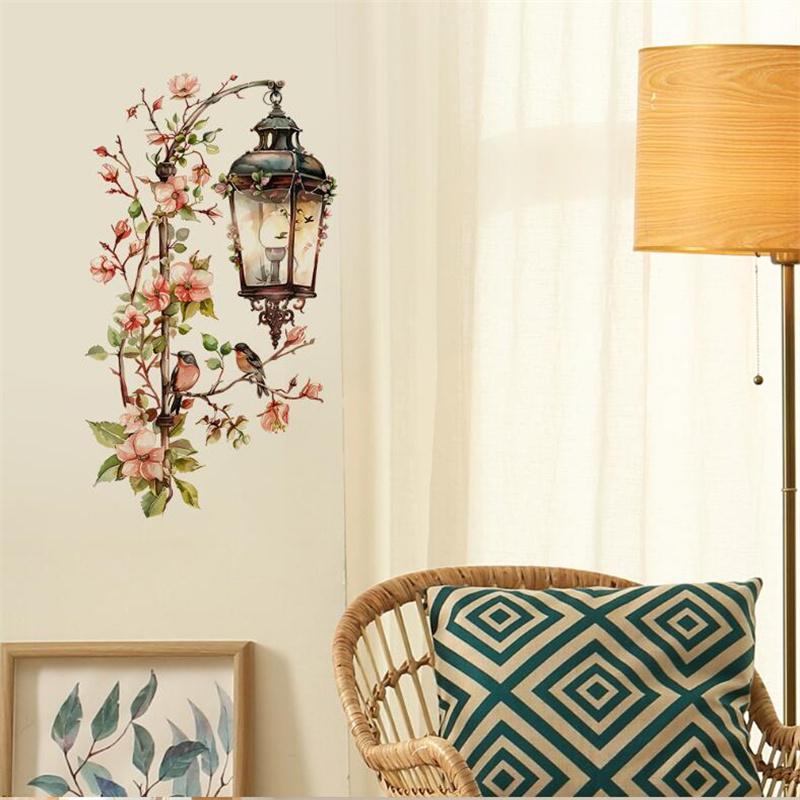 Pink Flower Pendant Light Wall Sticker Removable Wall Art Decor Waterproof Stereo Flower Home Decoration For Bedroom