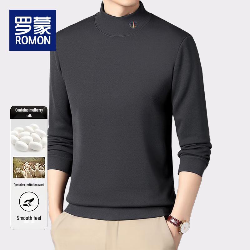 Romon Men's Fleece-Lined Mock Neck Winter Sweatshirt