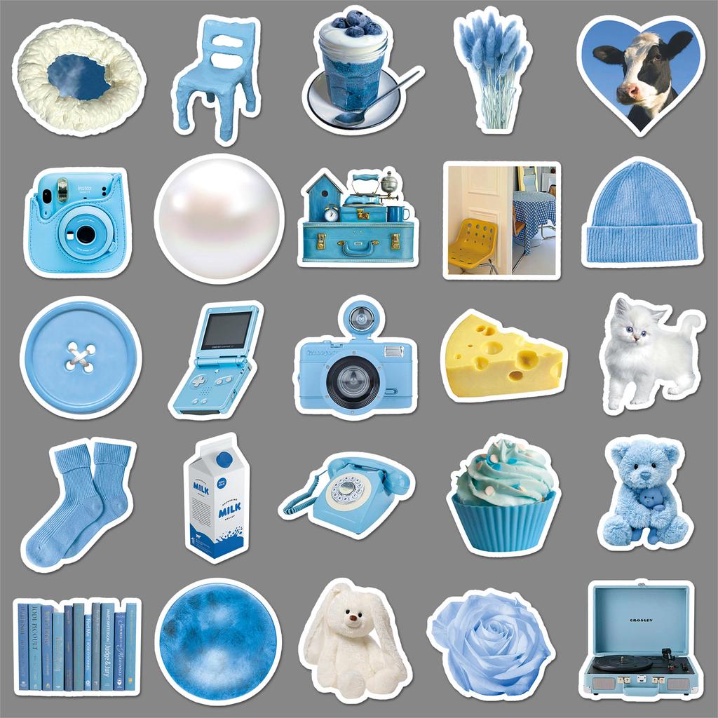 100 Blue Ins Style Graffiti Personalized Small Freshman Account Guka DIY Mobile Phone Case Suitcase Stickers Waterproof