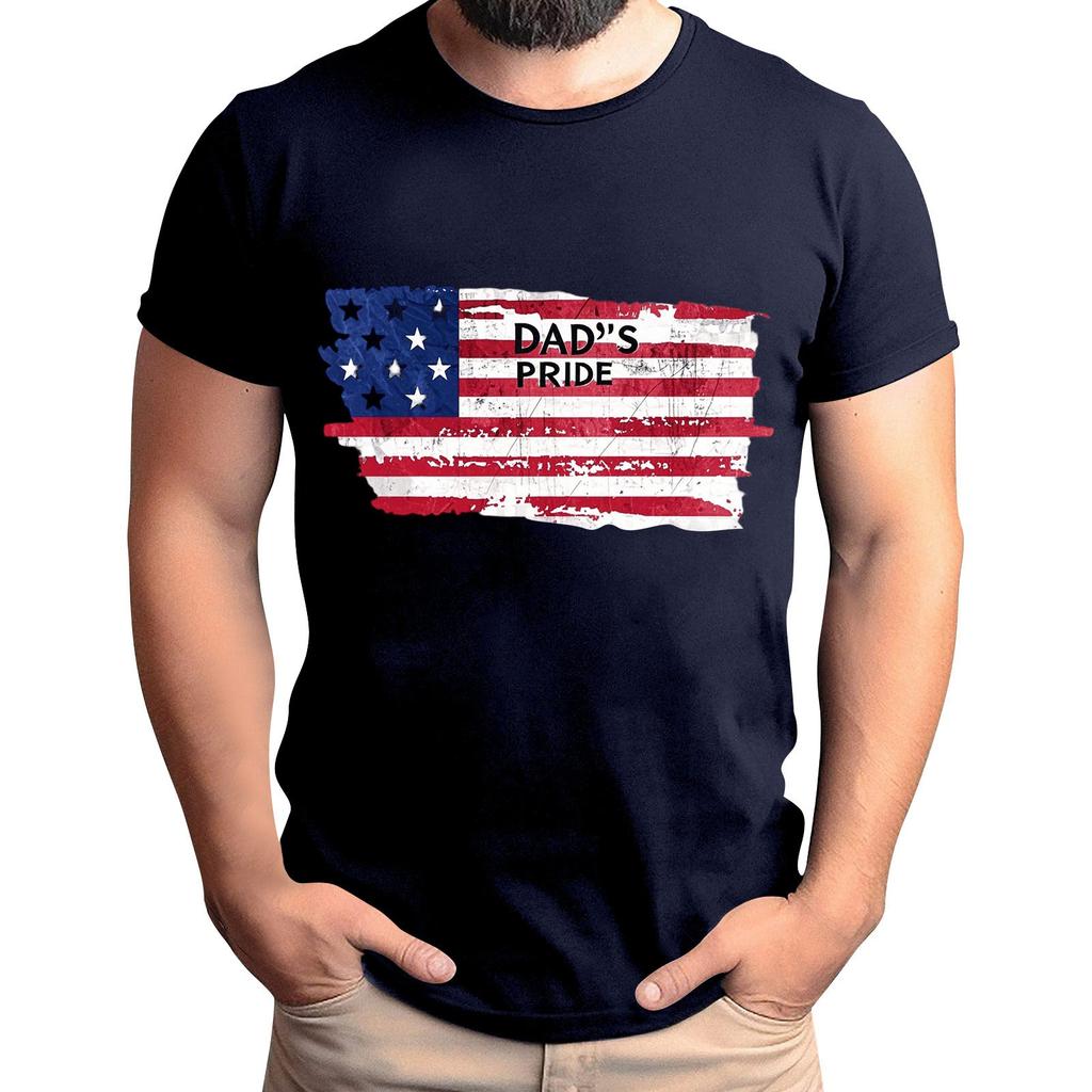 Men's Father's Day Flag Printed T-Shirt Men's Loose Casual Short Sleeve Top