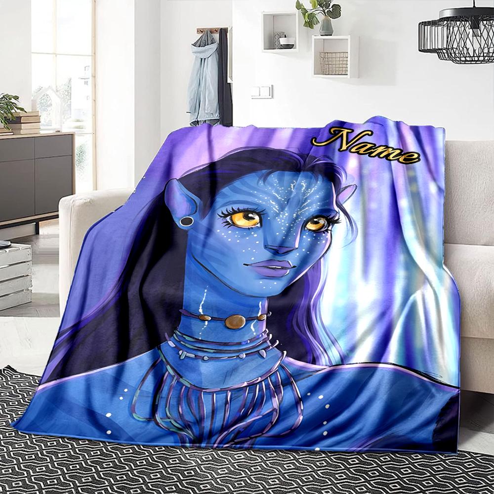 Custom Name Avatar Blue Beauty Party Blanket For Couch Bed Plush Cozy Fuzzy Blanket Super Soft Warm Blankets For Fall And Winter 0916282