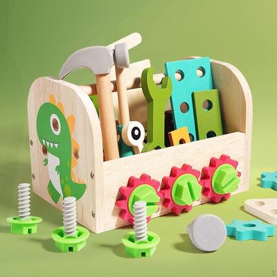 Kids Tool Set Pretend Play Workbench,Wooden,with Box,Construction Stem Learning for Boys Girls