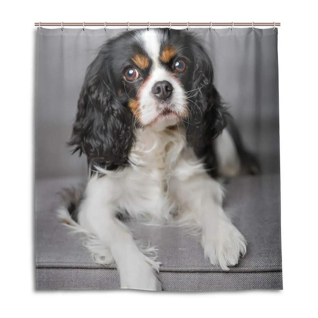 Cavalier King Charles Spaniel Hunde Duschvorhang Wasserdicht Polyester Stoff Badezimmer Duschvorhänge Badezimmer Dekoration Mit Haken