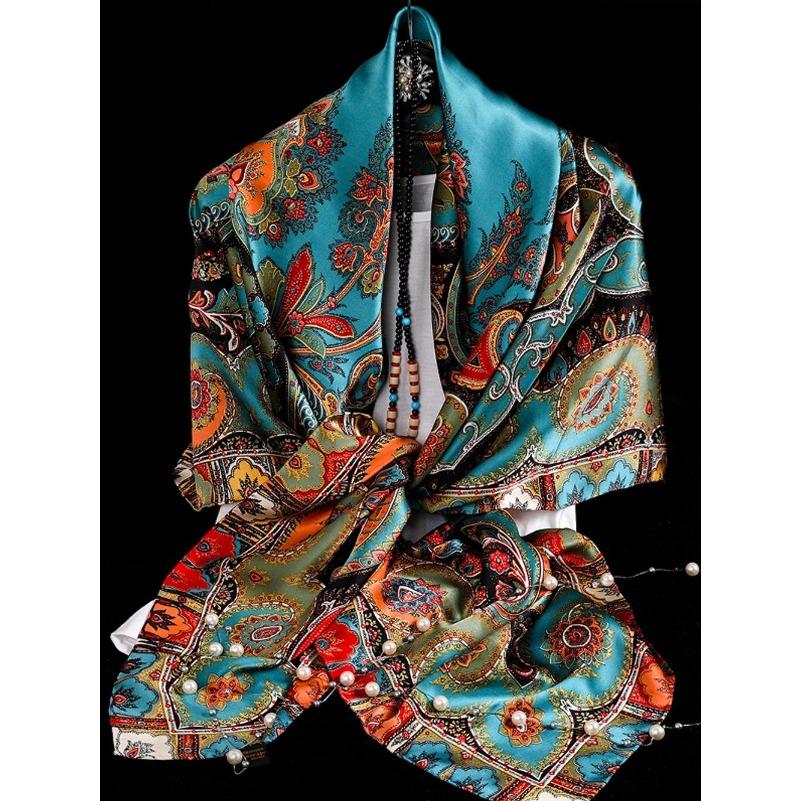 Black Gold Silk Scarves Bufandas Female Scarfs Shawl Fashion Elegant Satin Square Scarves Fall Winter Brand Silk Scarf Hijab