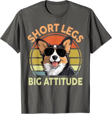 Short Legs Big Attitude Corgi Dog Graphic Tee Mens Breathable Casual TShirt