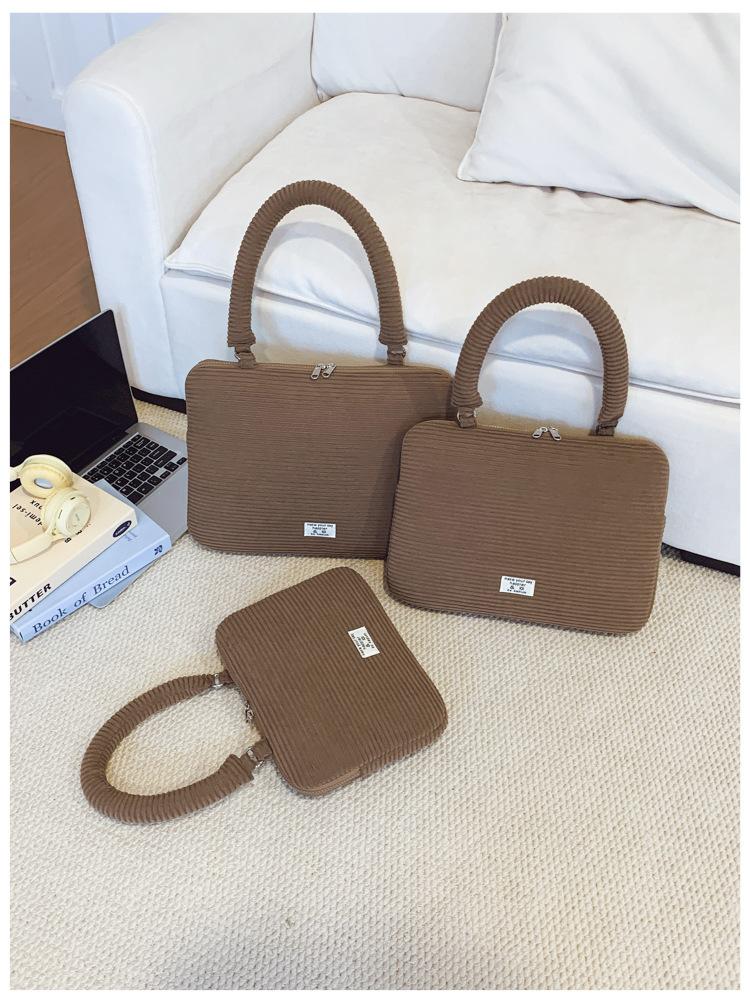 

TS JYL laptop bag,Foreign Trade New Lazy Style Laptop Bag Corduroy Large Capacity Single Shoulder Bag small сірий