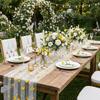 Semi-Transparent Tulle Table Runner 3D Embroidery Gauze Table Flag  Kitchen Dining