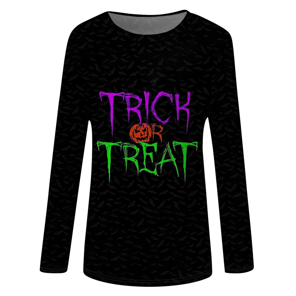 Women's Halloween Printed Round-neck Loose Long-sleeved Top