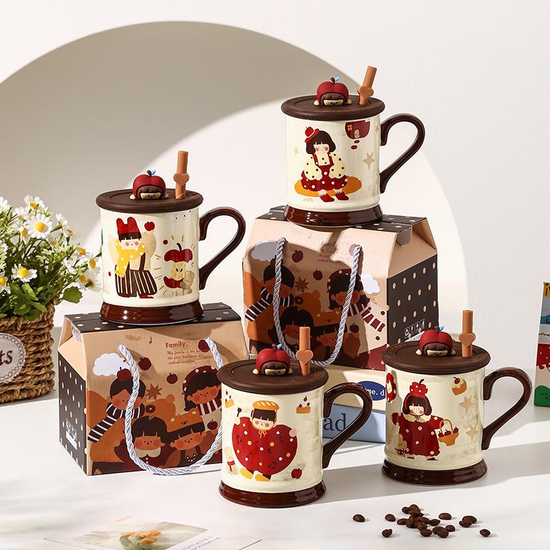 Parent Child Time Retro Ceramic Mug Event Gift Set High-value Water Cup Coffee Cup Souvenir