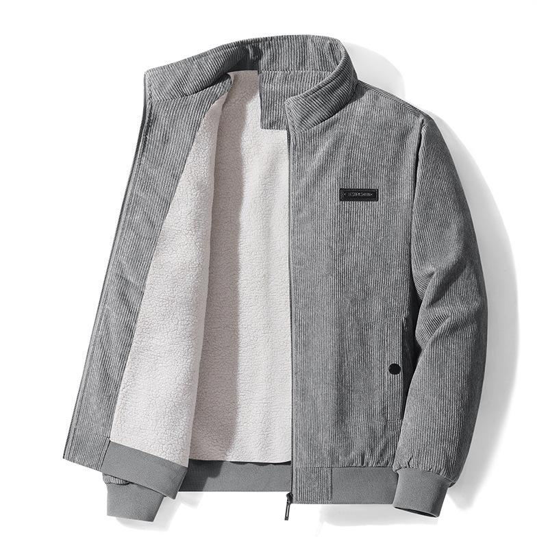 Men's Thermal Fleece Thickened Autumn and Winter Jacket Stand-up Collar Casual Jacket Middle-aged and Young Thermal Jacket Jacket