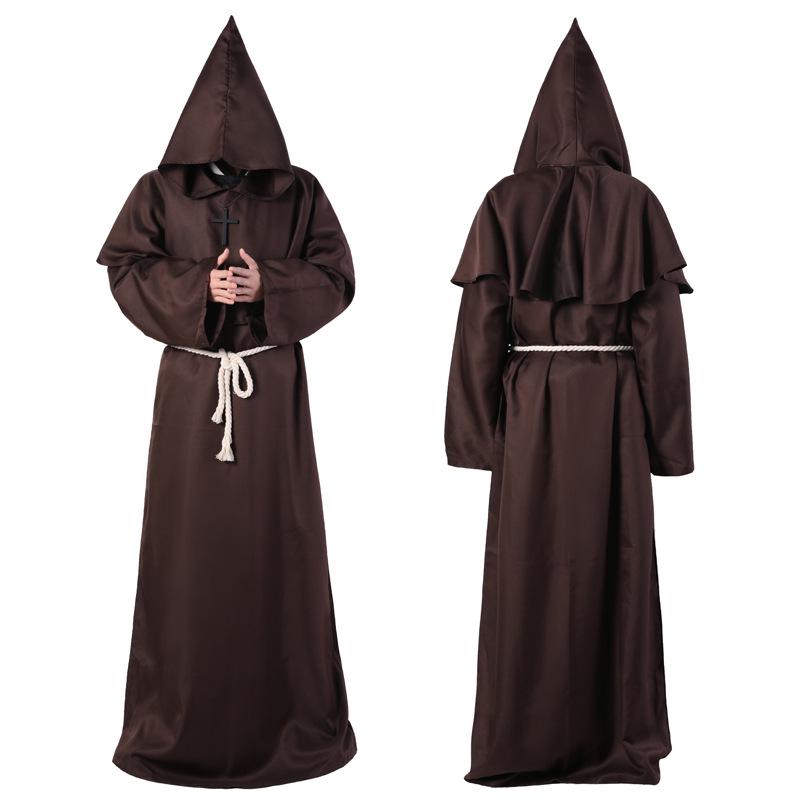 Halloween Medieval Monk & Wizard Robe Costume - Priest COS Stage Wear