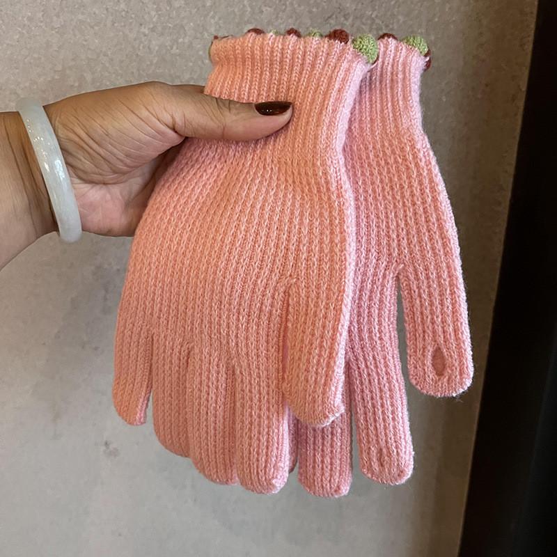 

Warm Womens Knitted Fingerless Gloves For Winter Outdoor Activities Fashion Accessory рожевий