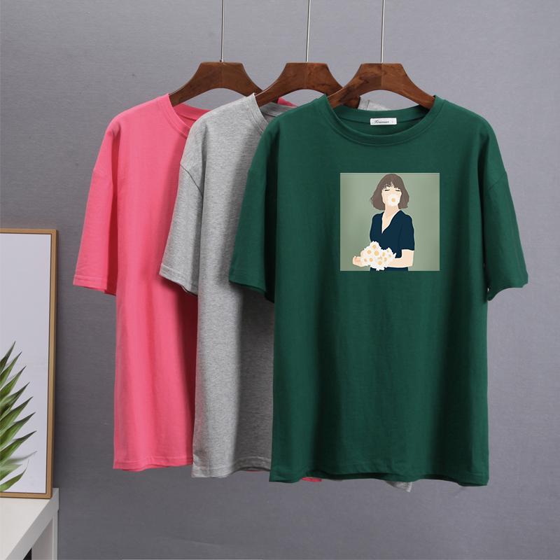 Hirsionsan Kawaii z nadrukiem T Shirt kobiety lato eleganckie podstawowe luźne ubrania estetyczne Harajuku koszulki z nadrukami kobieta Casual bawełniany top
