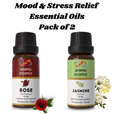 Ananta Essential Oil Combo – Rose & Jasmine Aroma Oils for Diffusers and Home Fragrance (2 × 10 Ml)