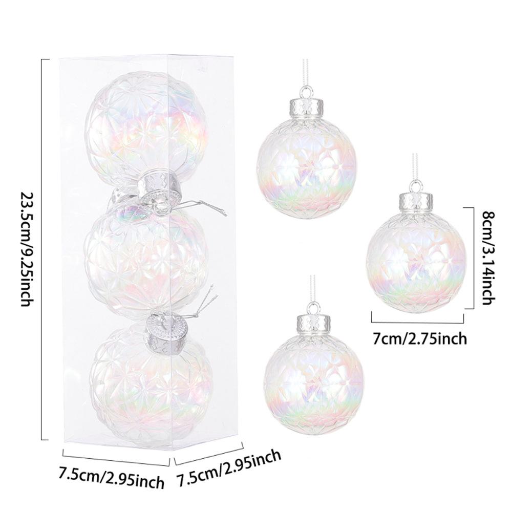 3pcs/box 8cm Christmas Ball Decorations Colorful Transparent Balls Xmas Tree Hanging Pendant Home Navidad New Year Ornaments